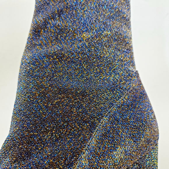 Sam Edelman Blue and Gold Metallic Sock Boots - Picture 4 of 5